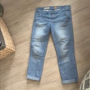 Anthropologie Rolled striped jeans